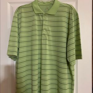 Arnold Palmer green striped golf shirt.